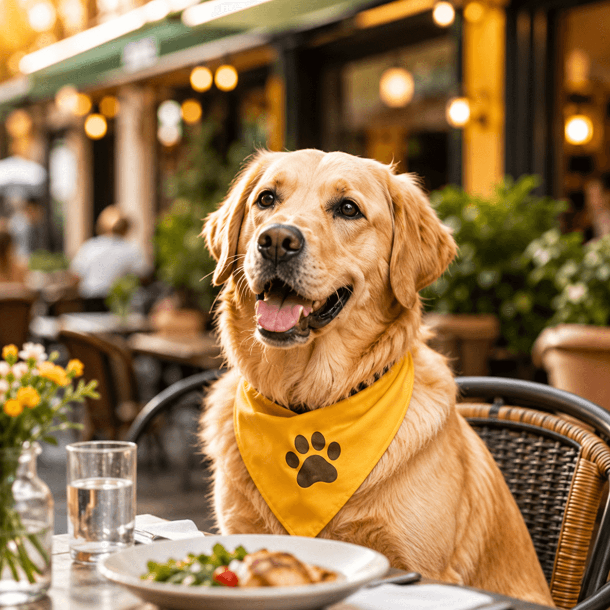 Cane felice accolto in un locale pet friendly